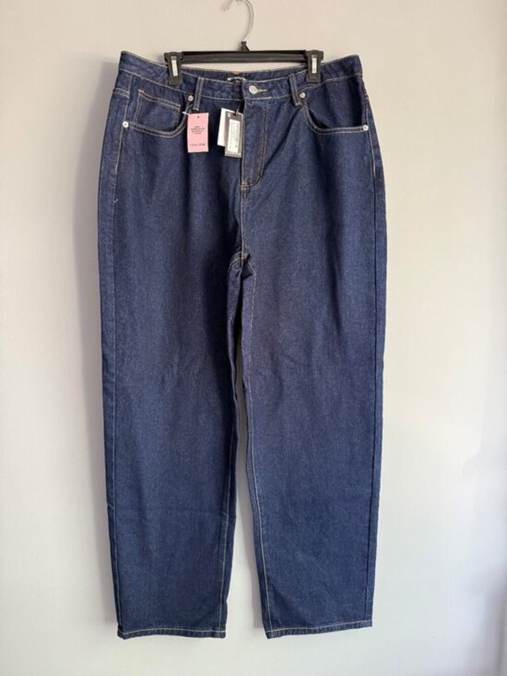 PrettyLittleThing NWT Dark Indigo High Waist Boyfriend Jeans Women Size 10 90s